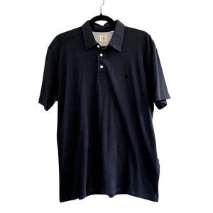 Volcom Mens Polo Shirt Large Cotton Navy Blue
